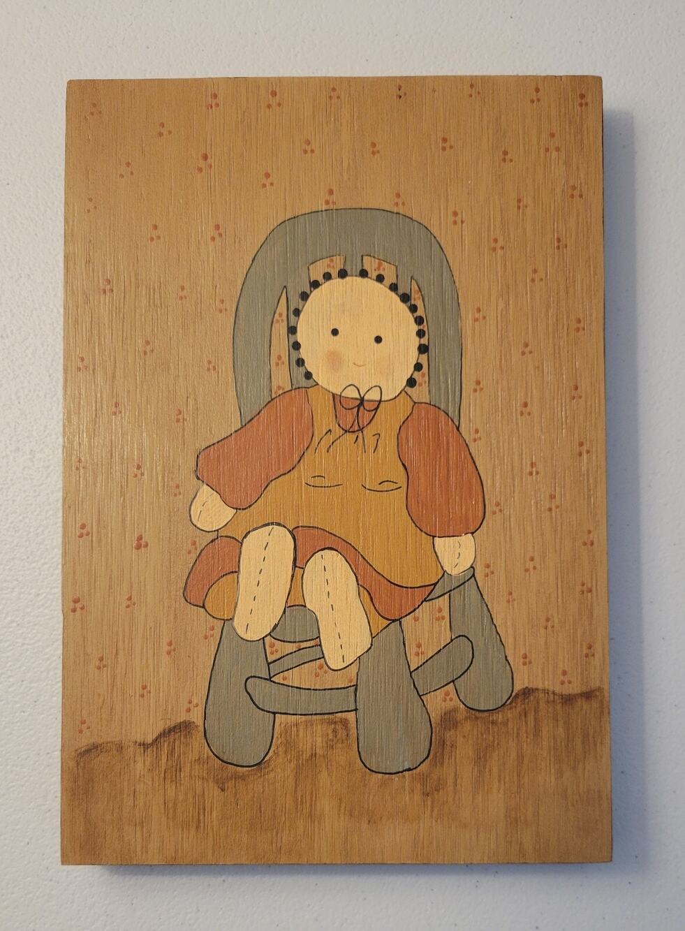 Rag Doll Wood Wall Hanging Primitive Americana Country Rustic Decor